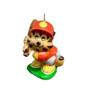 Vintage Baseball Player Tiger Figural Candle 1986 Birthday Cake Topper Henco